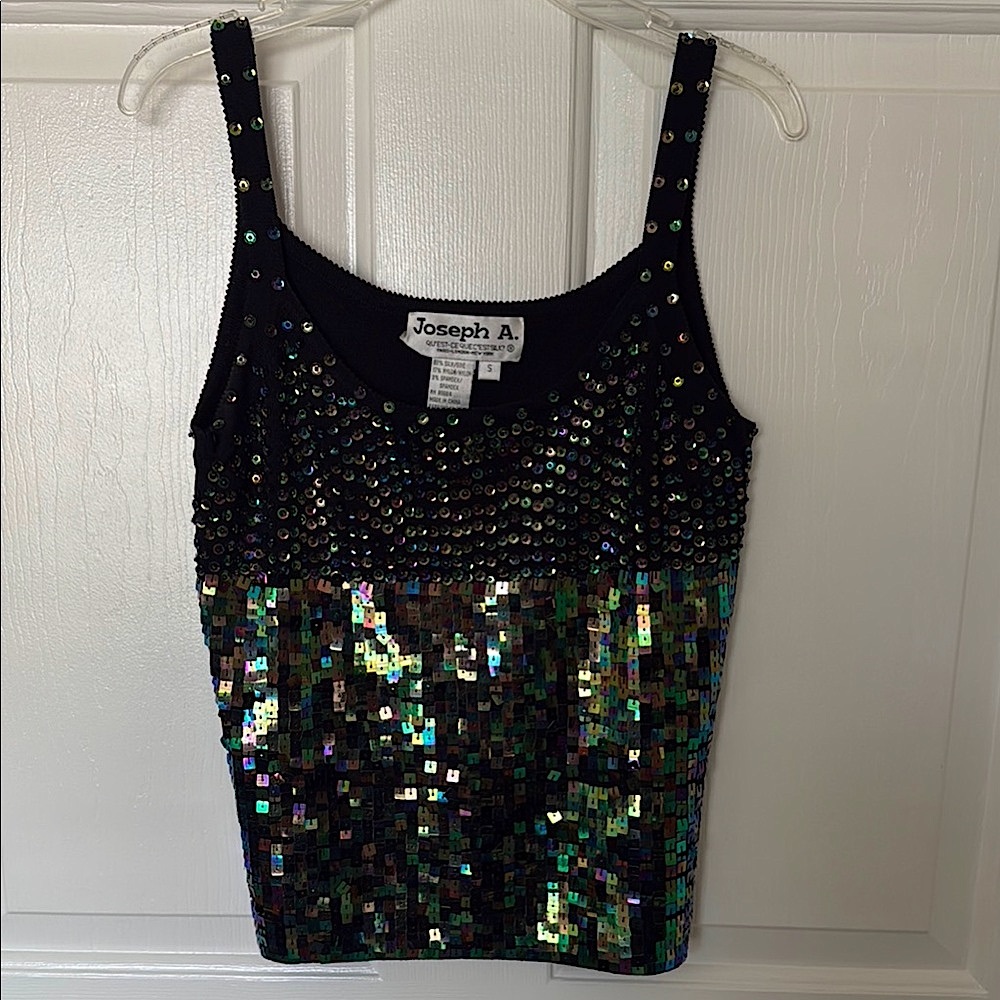 Joseph A. Black Sequin Fitted Tank Top